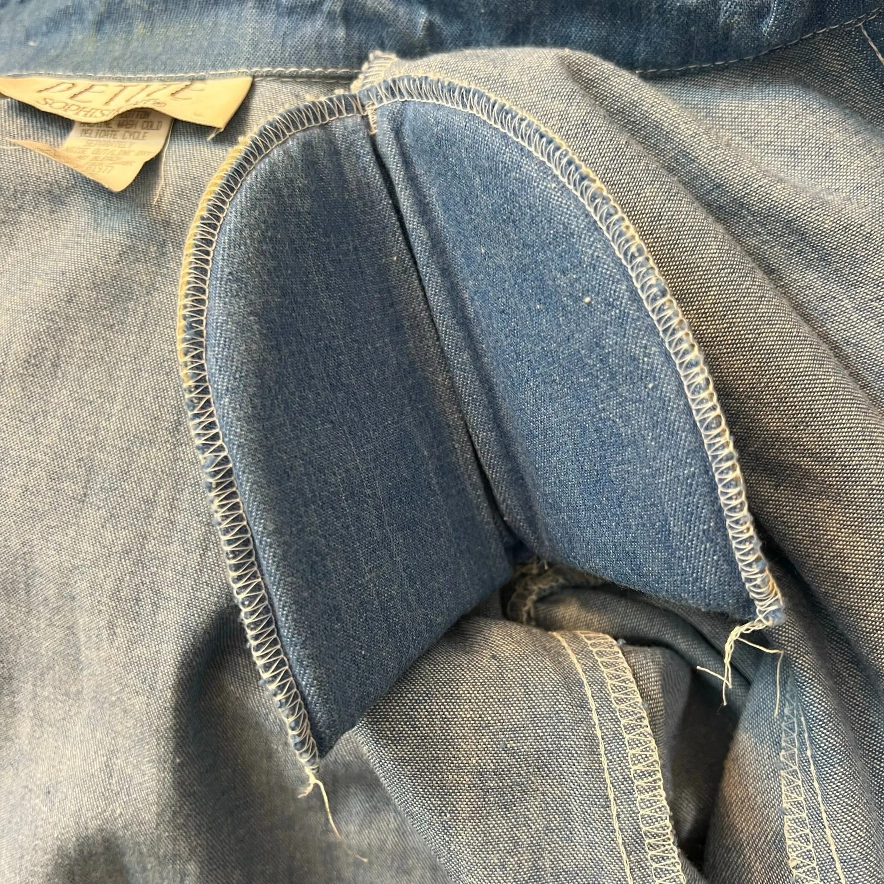 Petite Sophisticate Vintage 80s Studded Denim Structured Blouse Approx Size S/M - Image 9