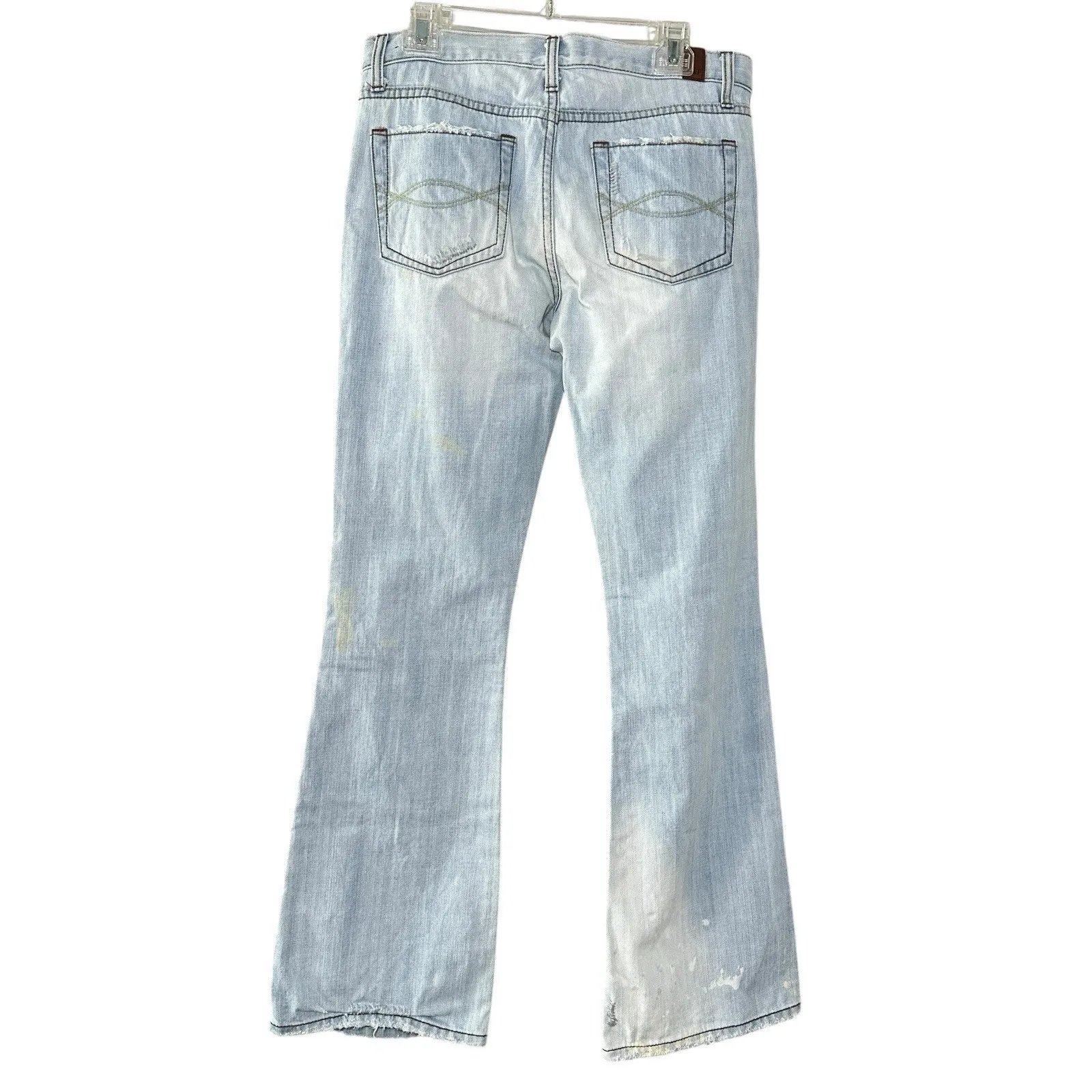 VTG Abercrombie & Fitch Flare Jeans 8 Light Wash Distressed‎ Paint Splatter Y2K - Image 2