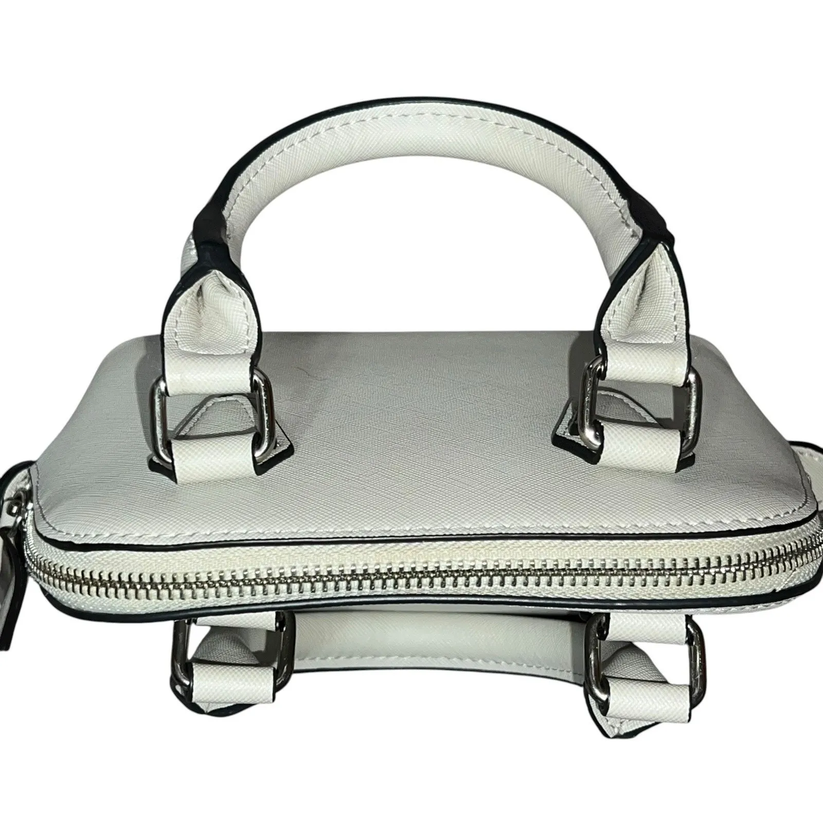 STEVE MADDEN Faith Saffiano Small Faux Leather Crossbody White Bag Purse Euc - Image 4