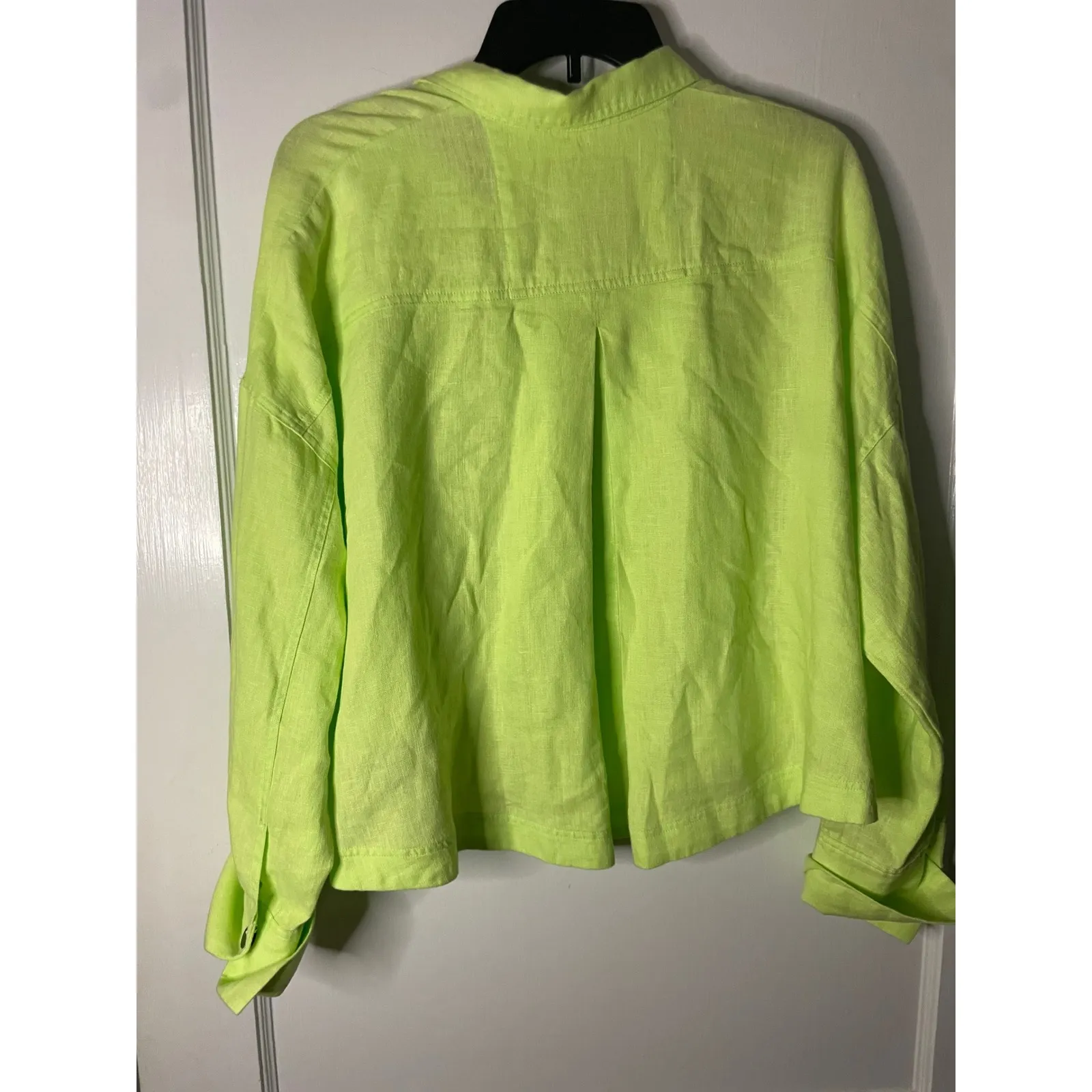 Bitte Kai Rand Linen Jacket Chartreuse Green Button Down Top Medium - Image 4