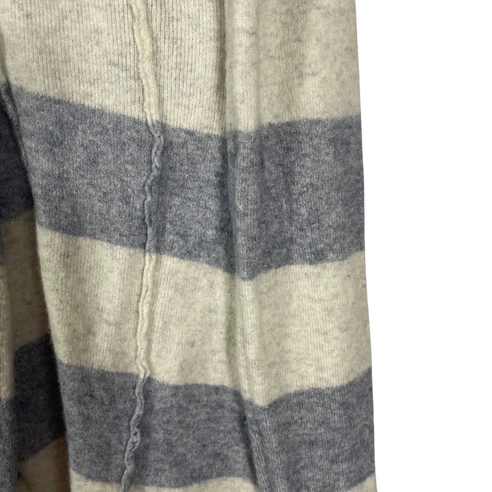 Free People Women's Striped Wool Blend Cardigan Hoodie Sweater Gray White Medium - Image 8