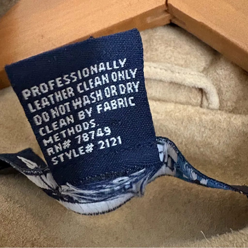 Vintage Y2K Blue Asphalt 100% leather suede jacket tan button front women size L Size L - Image 14