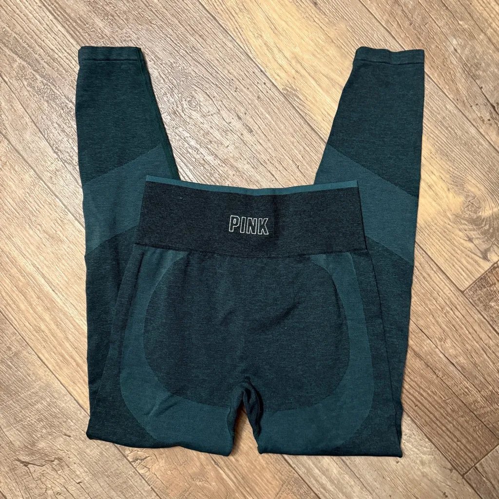 VS PINK Women’s Teal Green Seamless Leggings Small - Image 4
