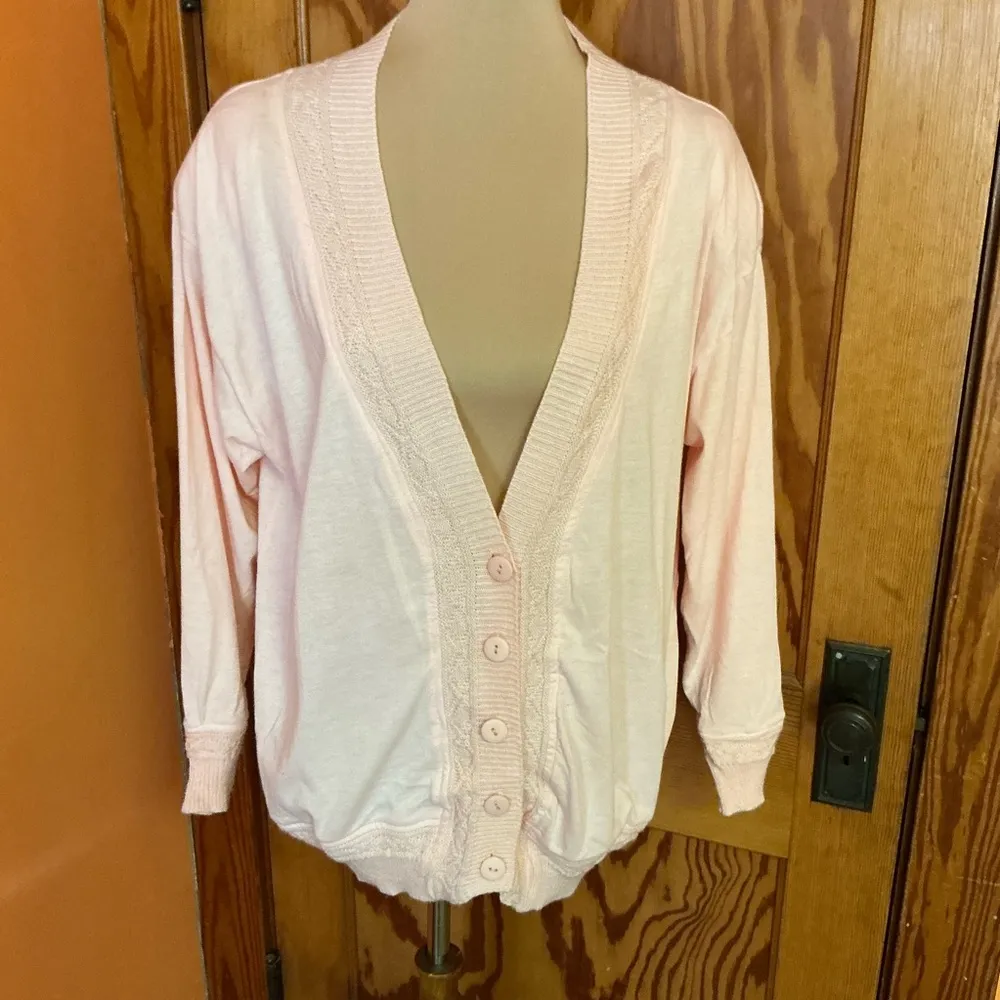Vintage 80s feminine pink coverup Size L - Image 9