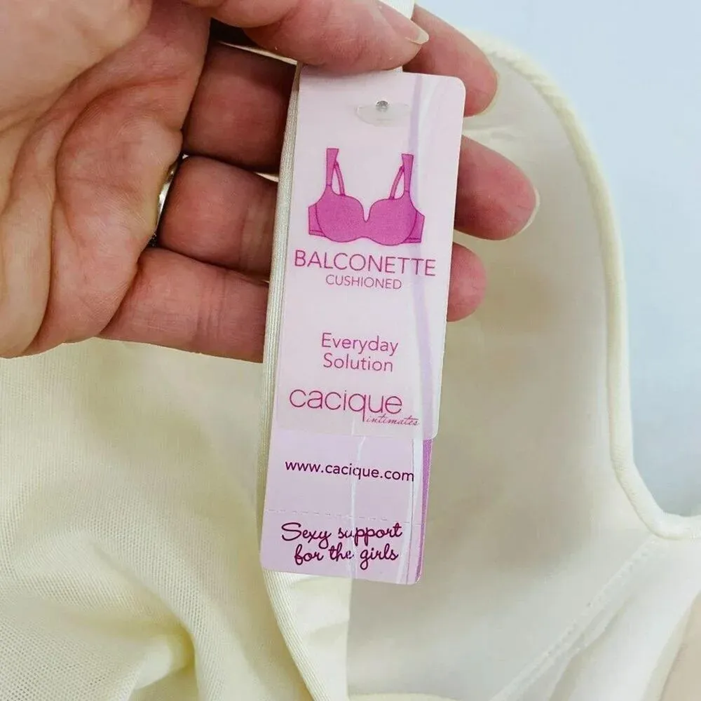 Lane Bryant Cacique Bra Smooth Satin Full Coverage Ivory Size 44DD - Image 6