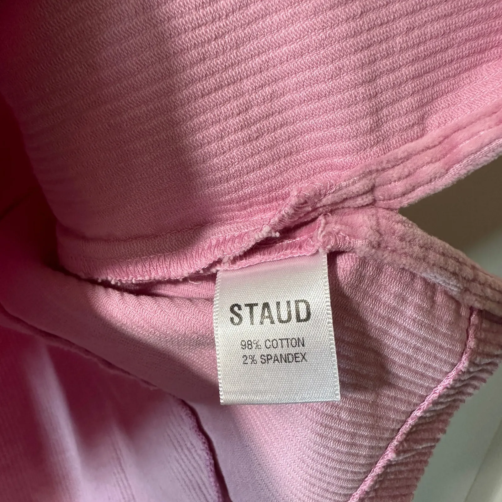 Staud Corduroy Button-Up‎ Top Long Sleeve Shirt Jacket Pink Hayley Shacket XS - Image 3