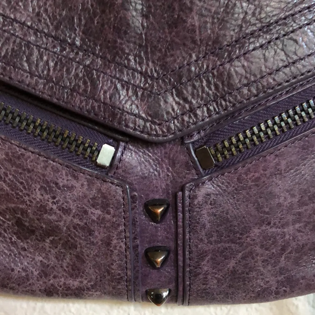 Botkier plum purple crossbody bag  with zippers and‎ studs - Image 7