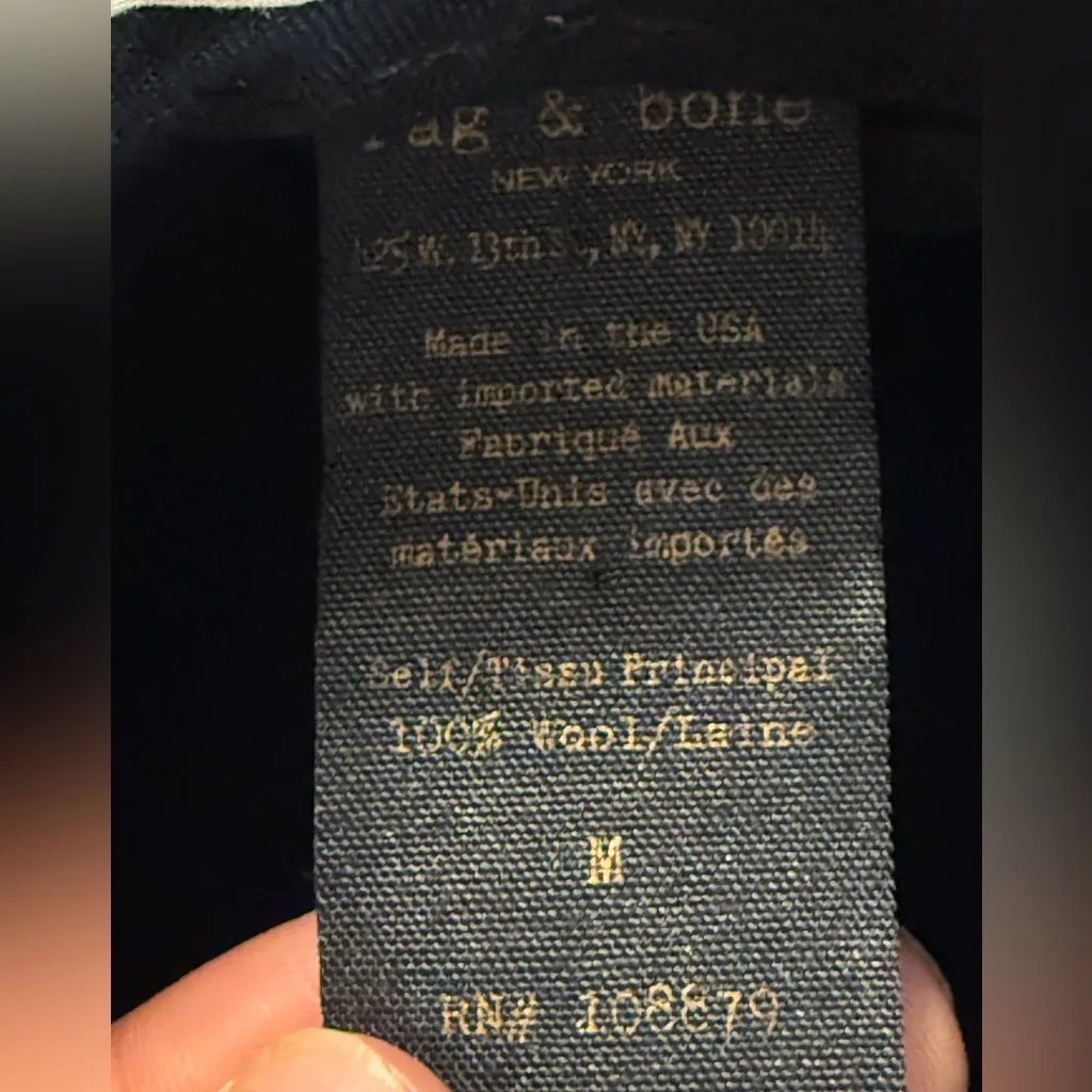 Rag & Bone Floppy Brim Fedora Hat ~ Navy Blue 100%Wool Size Medium - Image 7