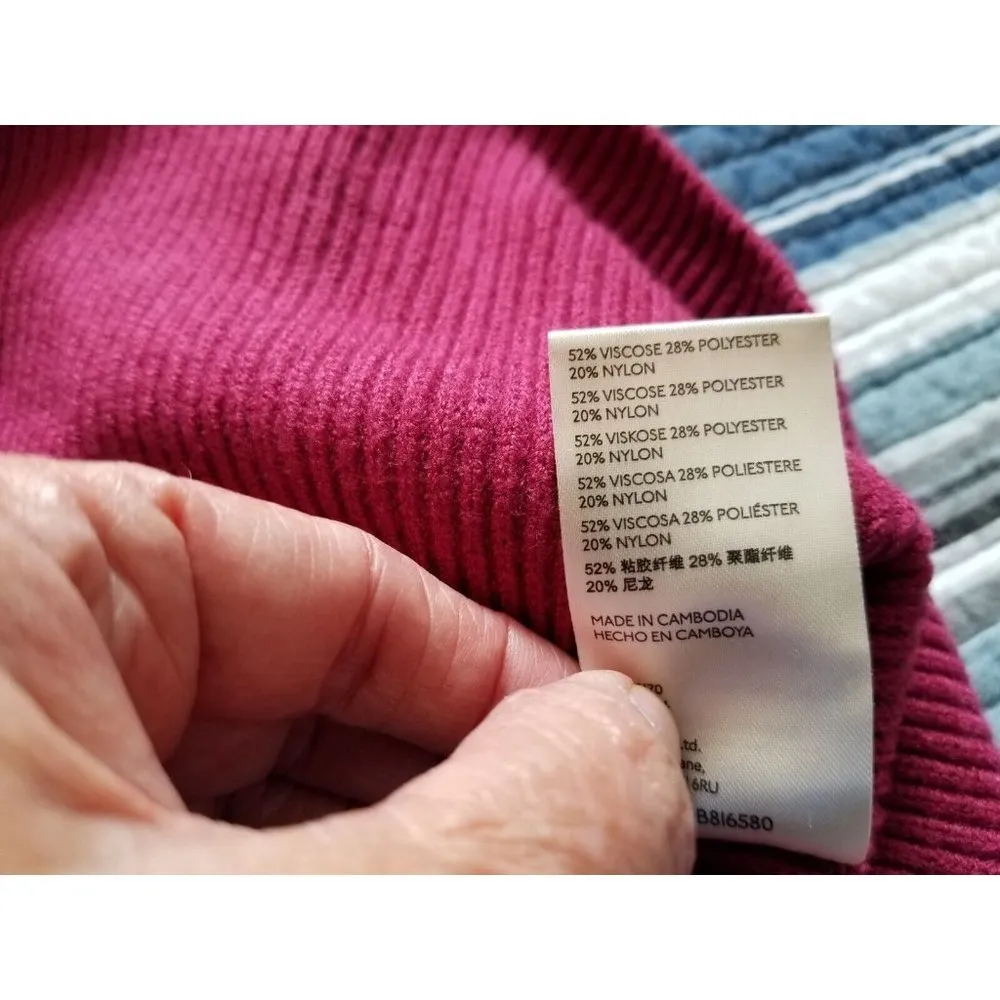 Free People Womens Oversized Boxy Funnel Cowl Neck Tunic Sweater Berry Crush = S - Image 9