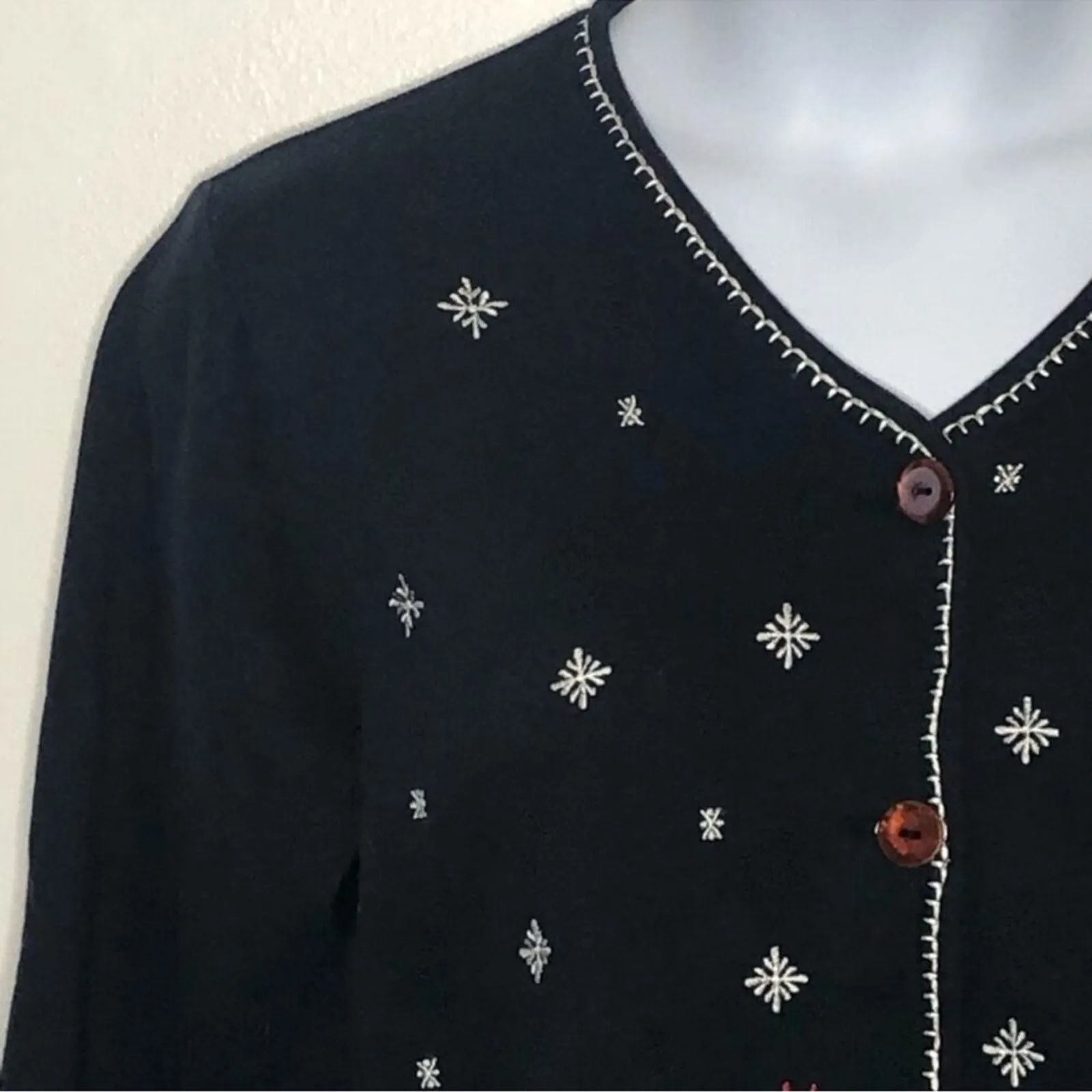 Vintage Paul Harris Let It Snow Cardigan L | 90s Snowman Ugly Christmas Sweater Red Size L - Image 7