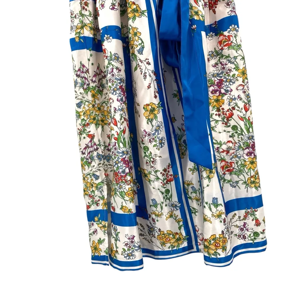 ModCloth Sunlit Reverie Blue Floral Satin A-Line Dress - Image 5