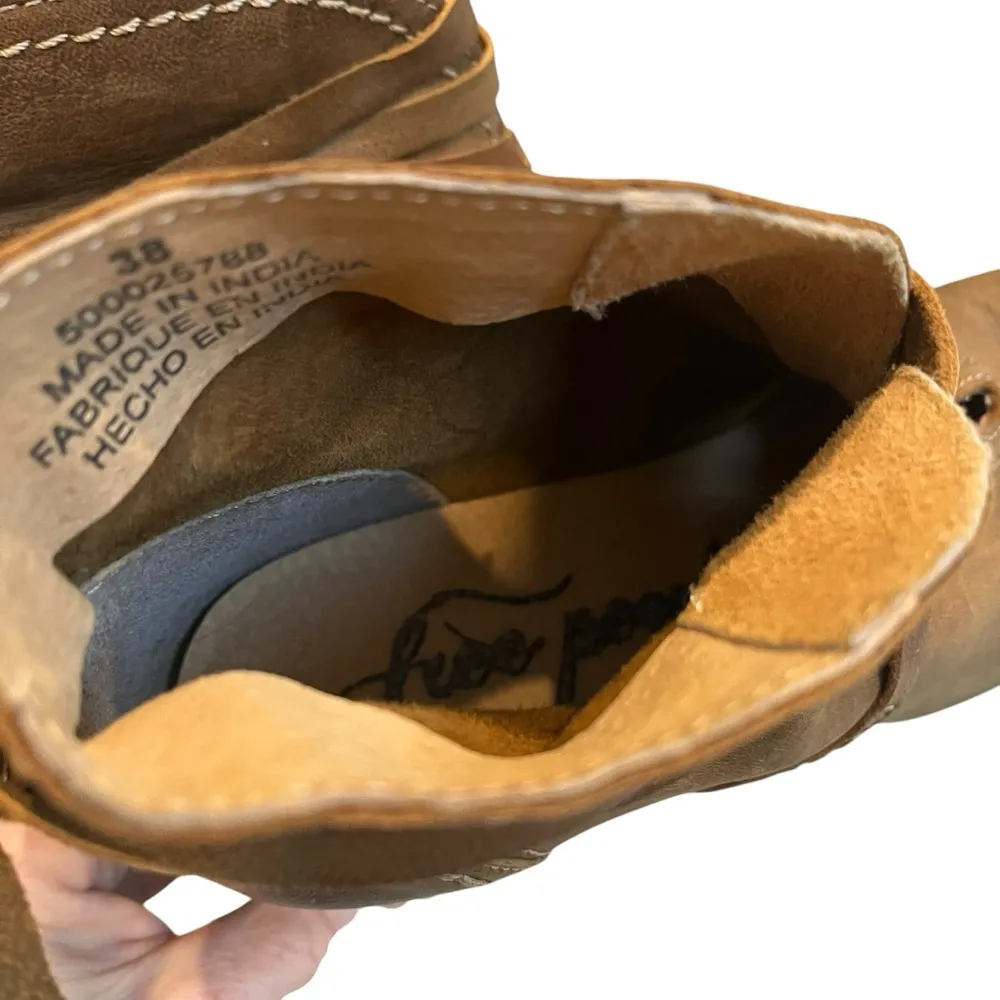 Free People Wrap Around Heel Bootie Leather Taupe - Image 15