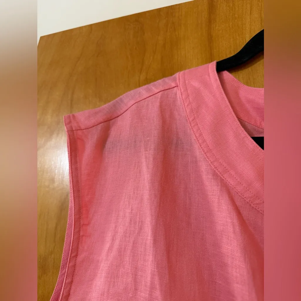 Talbots Pink Linen Bow Front Sleeveless Blouse Top Shirt Preppy Womens Size 14 - Image 2