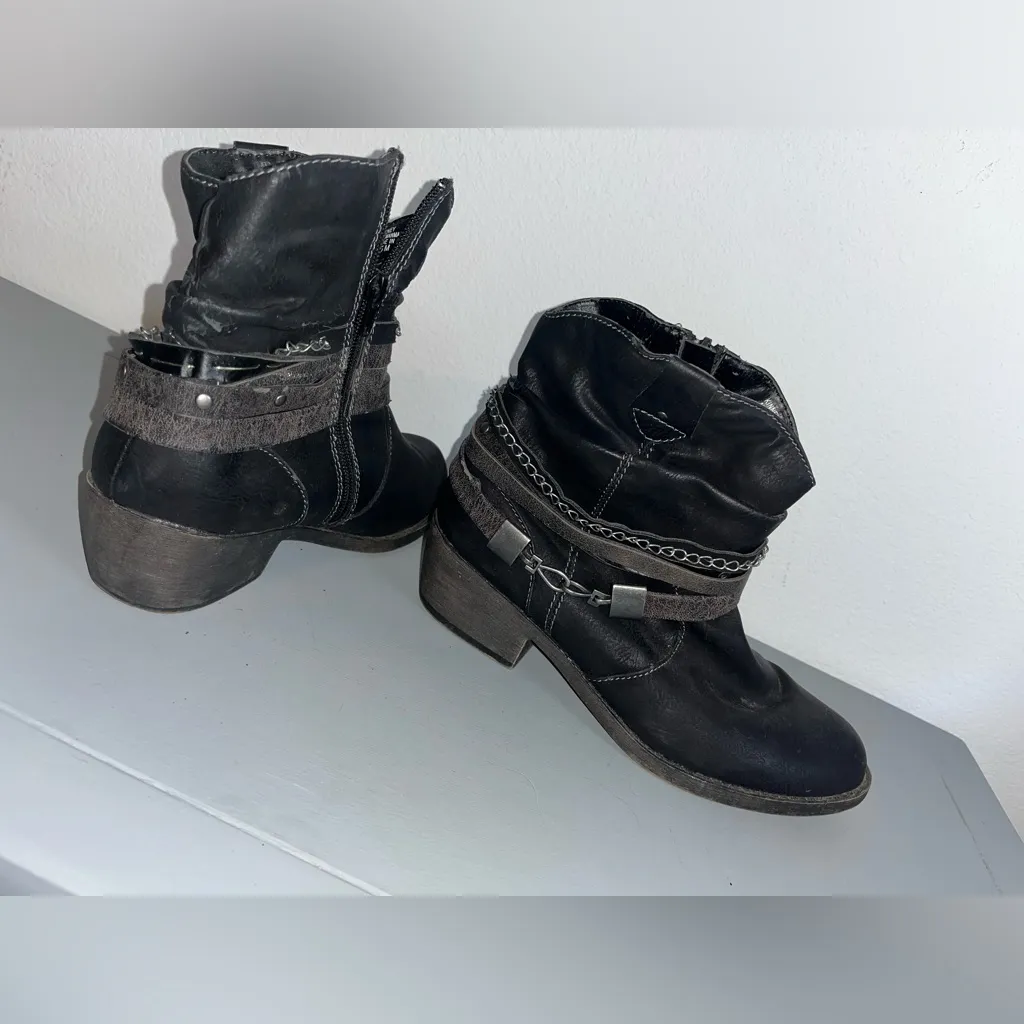 Jellypop Nashville Kinney Grunge Gunmetal Chain Grunge Rock Ankle Booties Sz 8.5 - Image 8