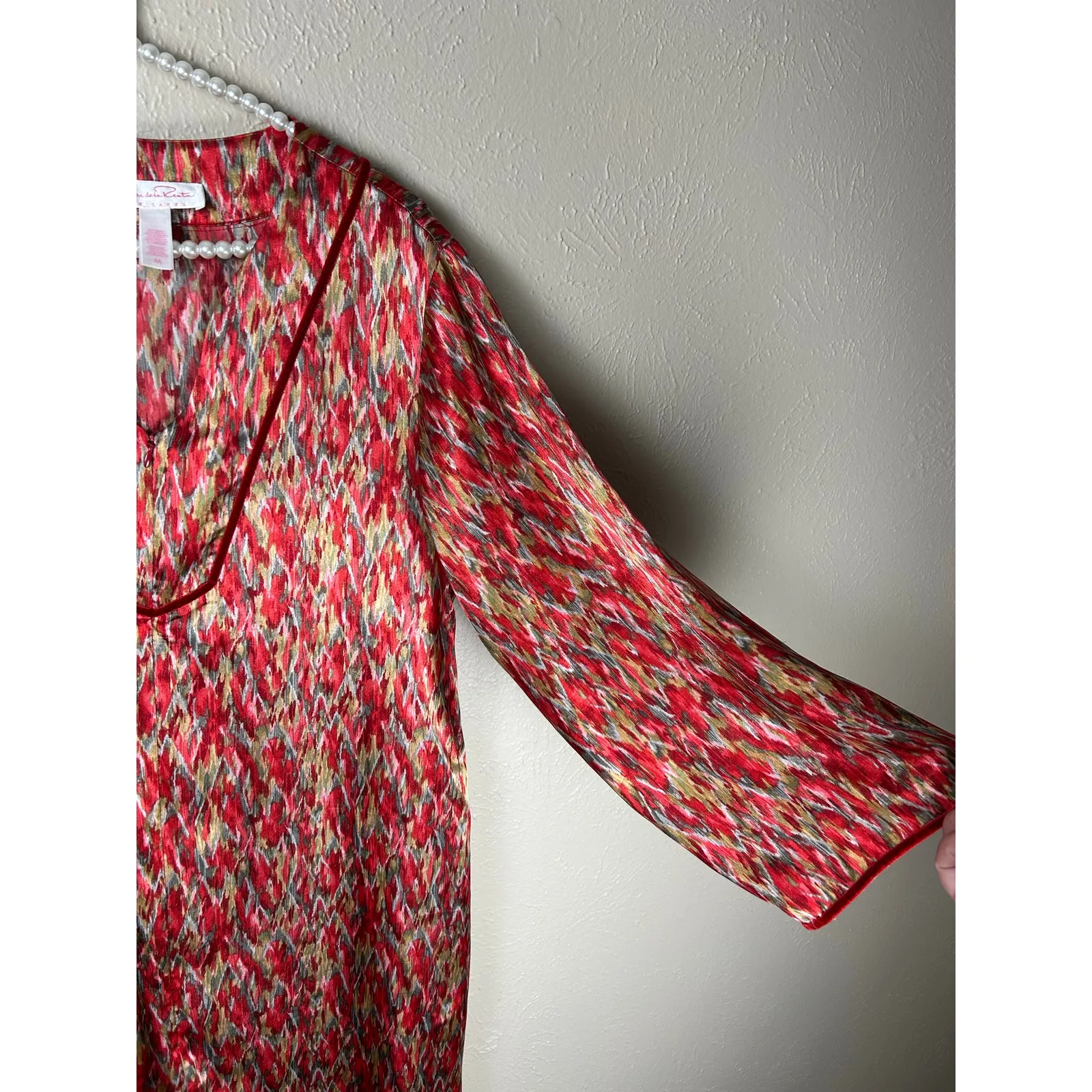 Oscar De La Renta Nightgown Size Medium Colorful Designer Mumu Sleep Dress Robe - Image 7