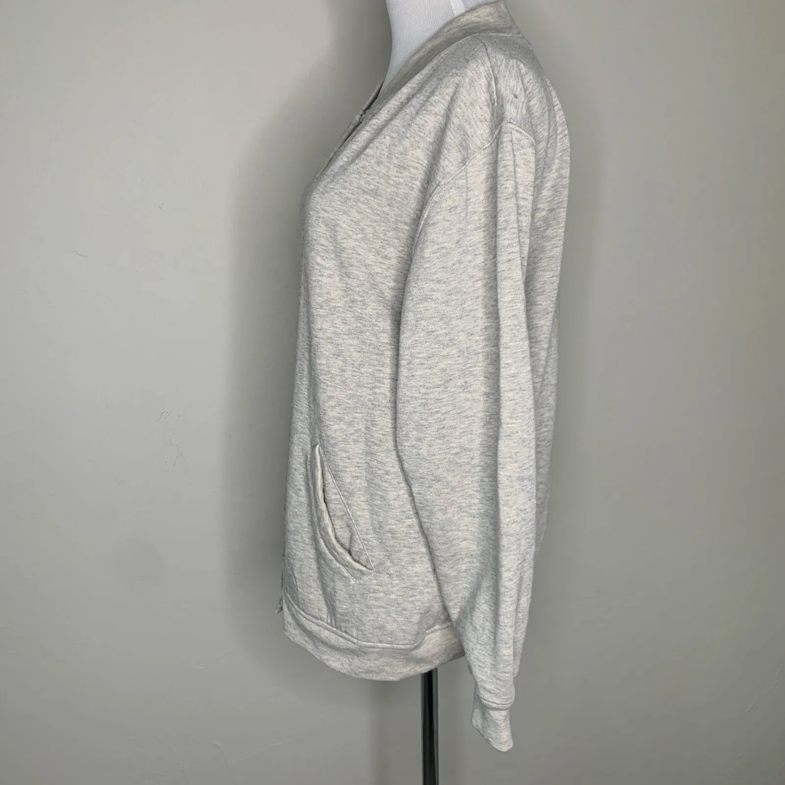 Snap Front Lt Gray Sweatshirt Jacket Sz Small - Image 3