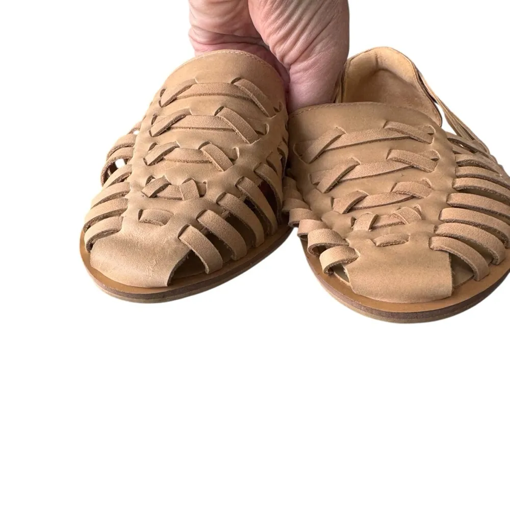Quince - 100% Leather Huarache Woven Flats in Cashew Sz 10 - Image 5
