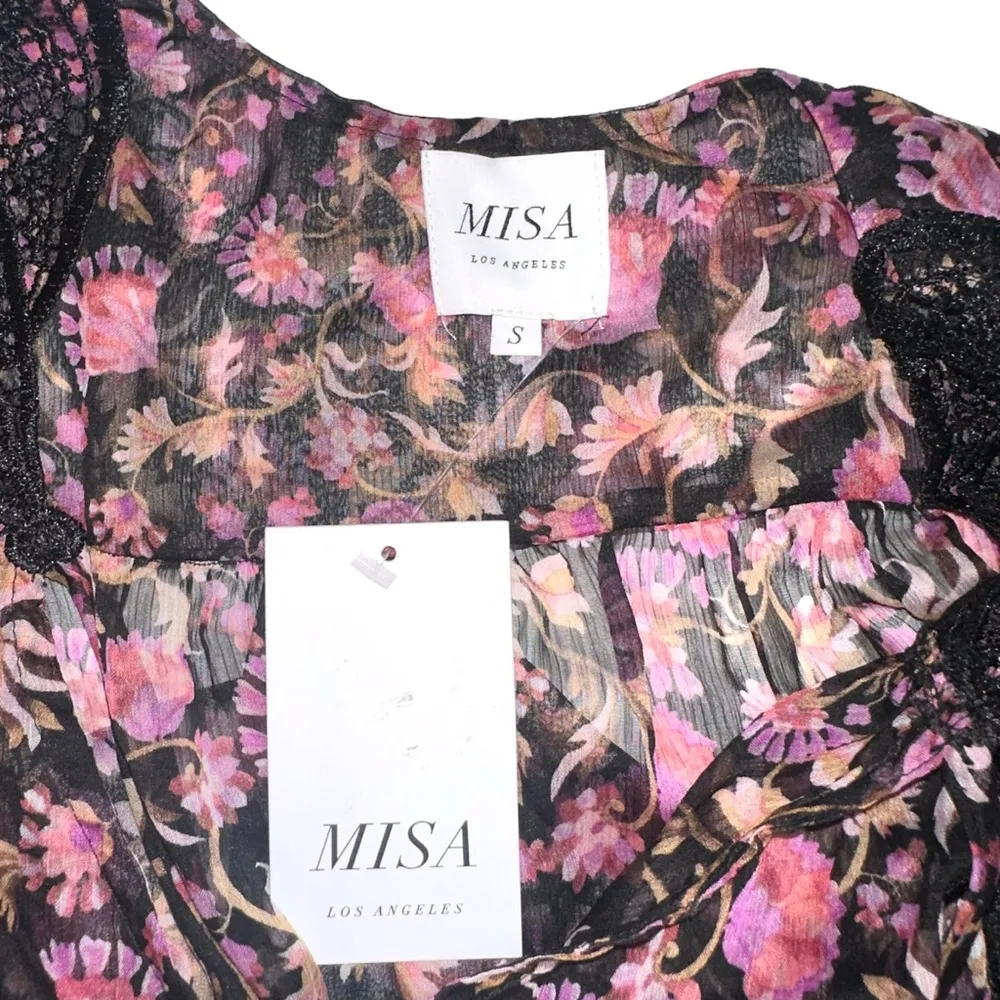 NWT Misa Los Angeles Rosie Floral Chiffon Long Sleeve Blouse SMALL - Image 4
