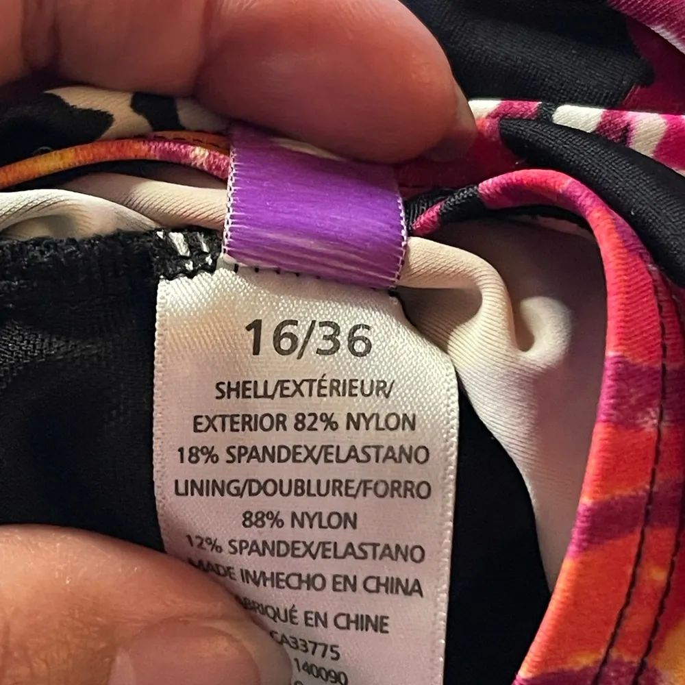 Women's Vintage VTG ALIA Floral Skirt Swimsuit Pink Black Size 16/36 EUC #7332 - Image 8