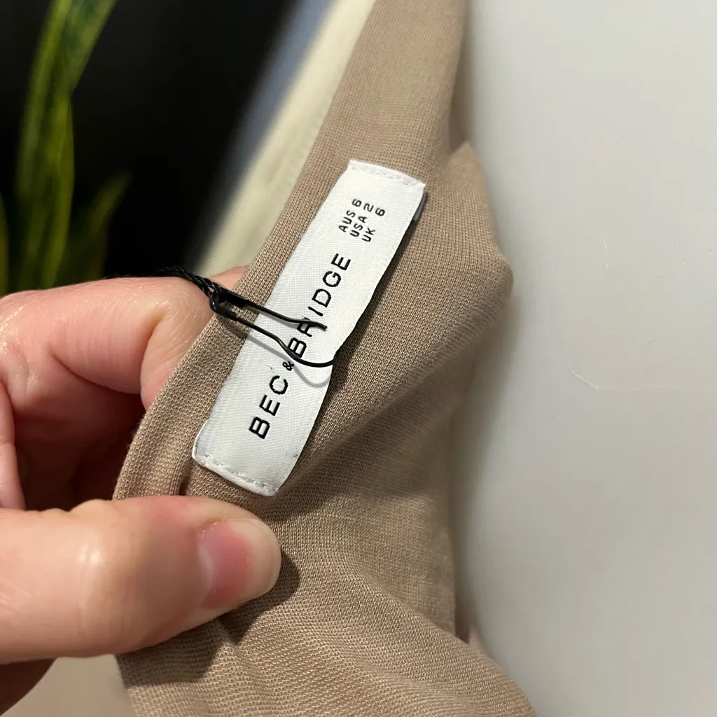 NWT Bec & Bridge Georgia Safari Mini Dress Tan Bodycon Size 2 Australian Brand - Image 6