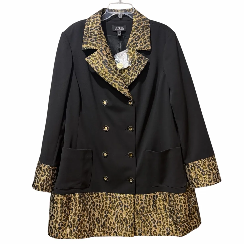 Dennis Basso NEW  Double Breasted Jacket with Slight Metallic Leopard Design 24W - Image 2