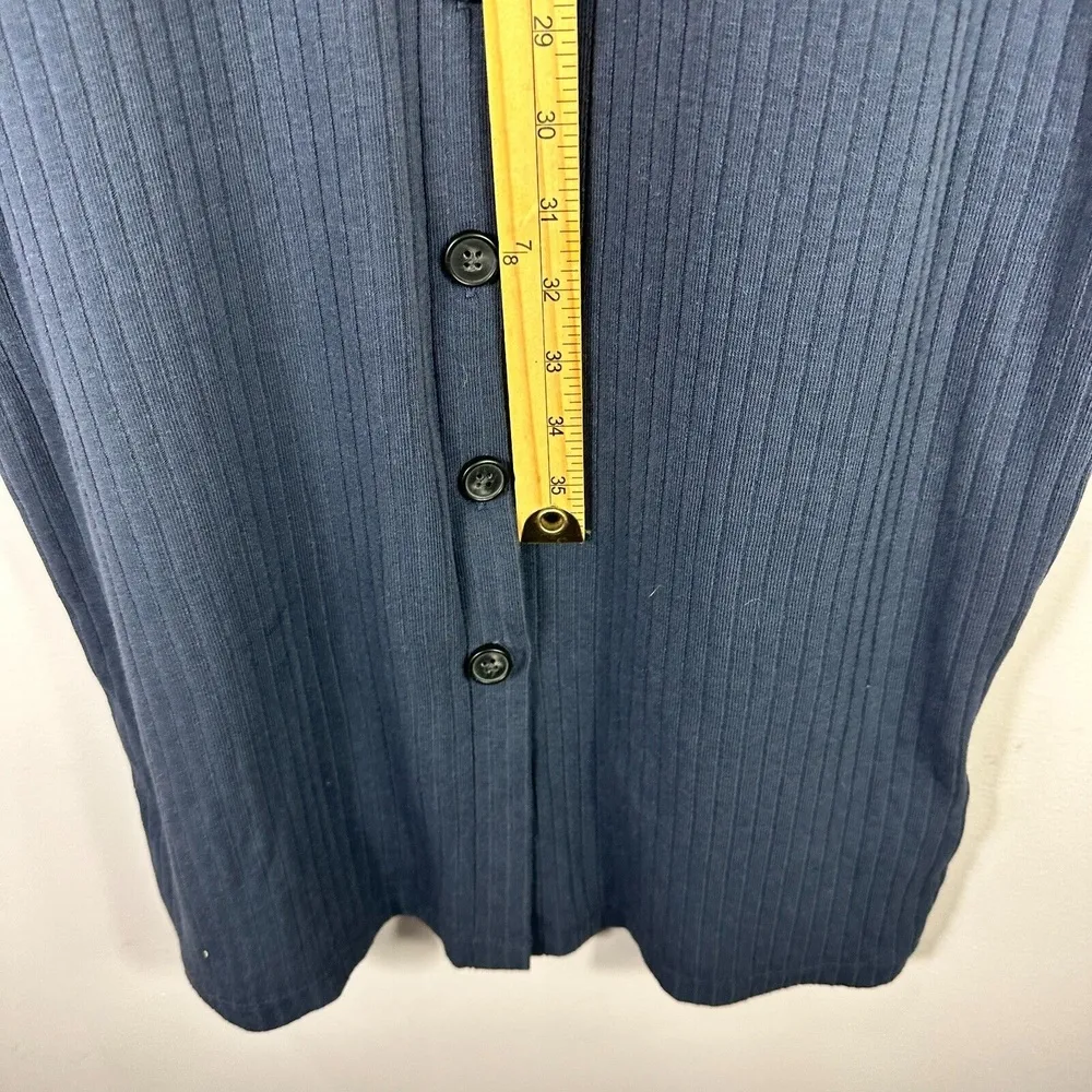 Madewell Button Front Midi Dress Women M Ribbed Knit Minimalist Work Chic Preppy - Image 4