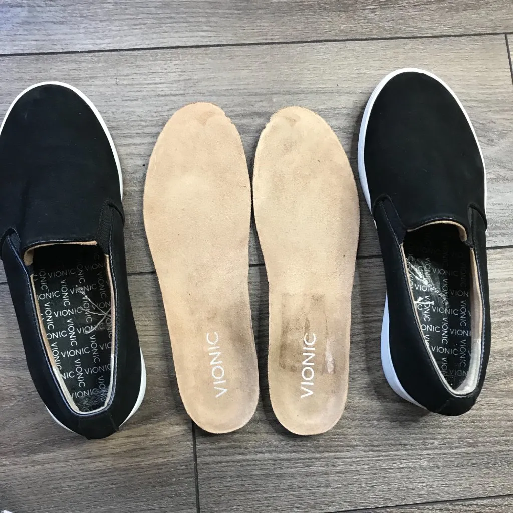 Vionic MIDI Sneaker Women's 6 EU 37 Black Nubuck Leather Comfort Slip On Shoes - Image 11