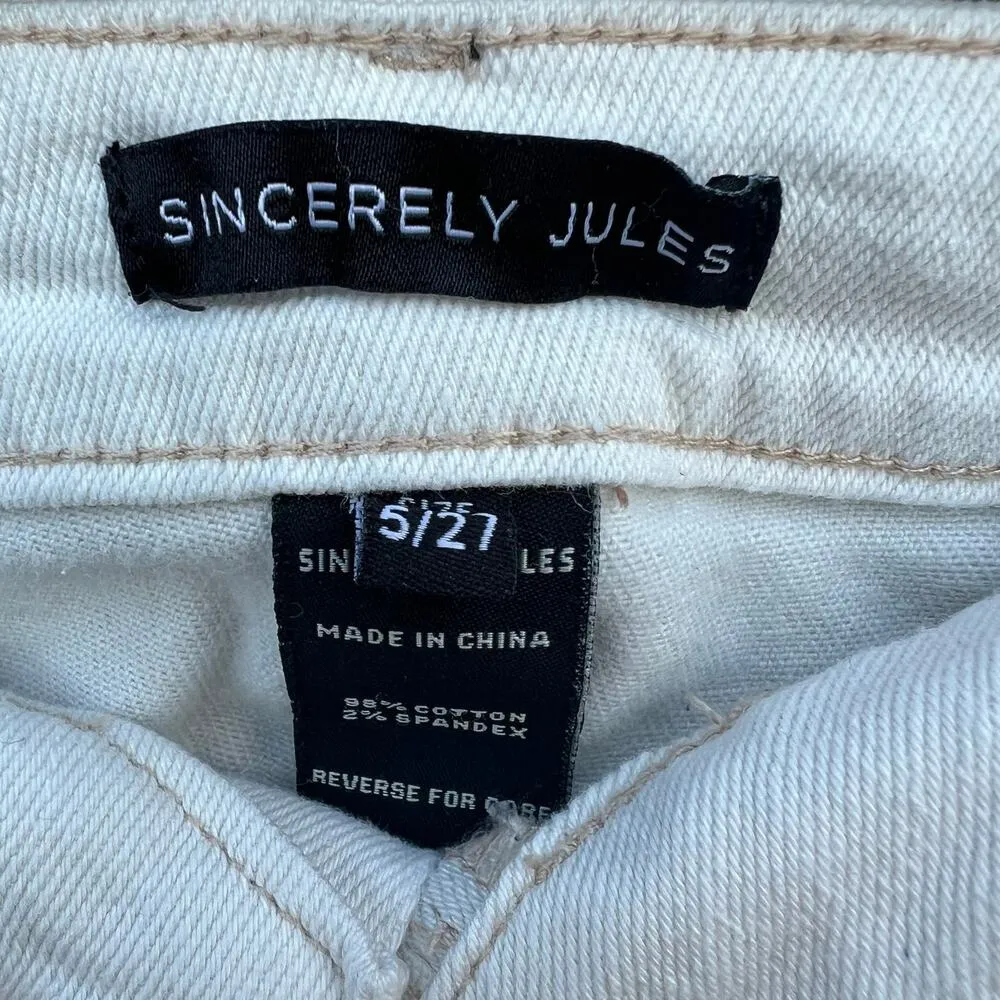 Sincerely Jules Junior’s Cream Jeans Size 5 - Image 5