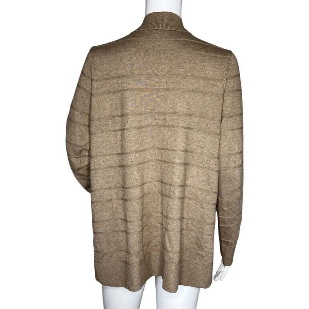 Karen Scott Sweater Womens Medium Tan Open Cardigan Everyday Neutral Minimalist - Image 4