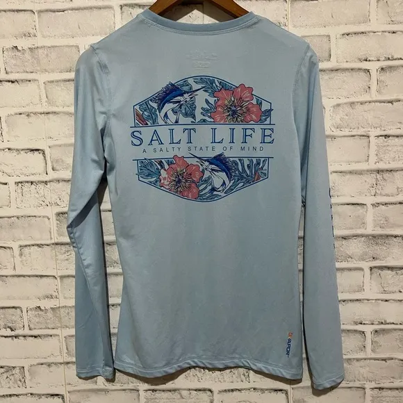 Women’s Salt Life “Salty State of Mind” Marlin floral long sleeve top Sm… - Image 2