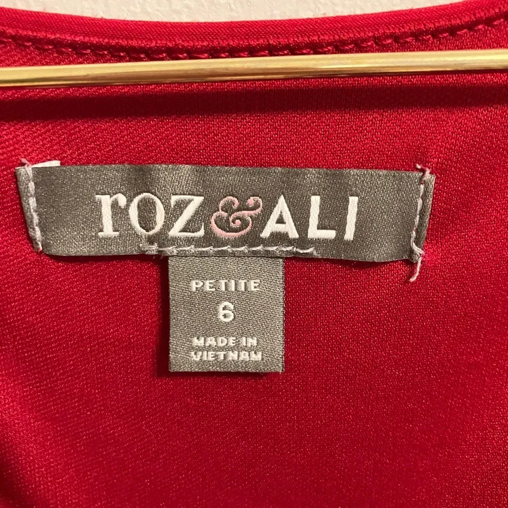 Roz & Ali Sleeveless Cowl Neck‎ Dress Red Womens 6P - Image 3