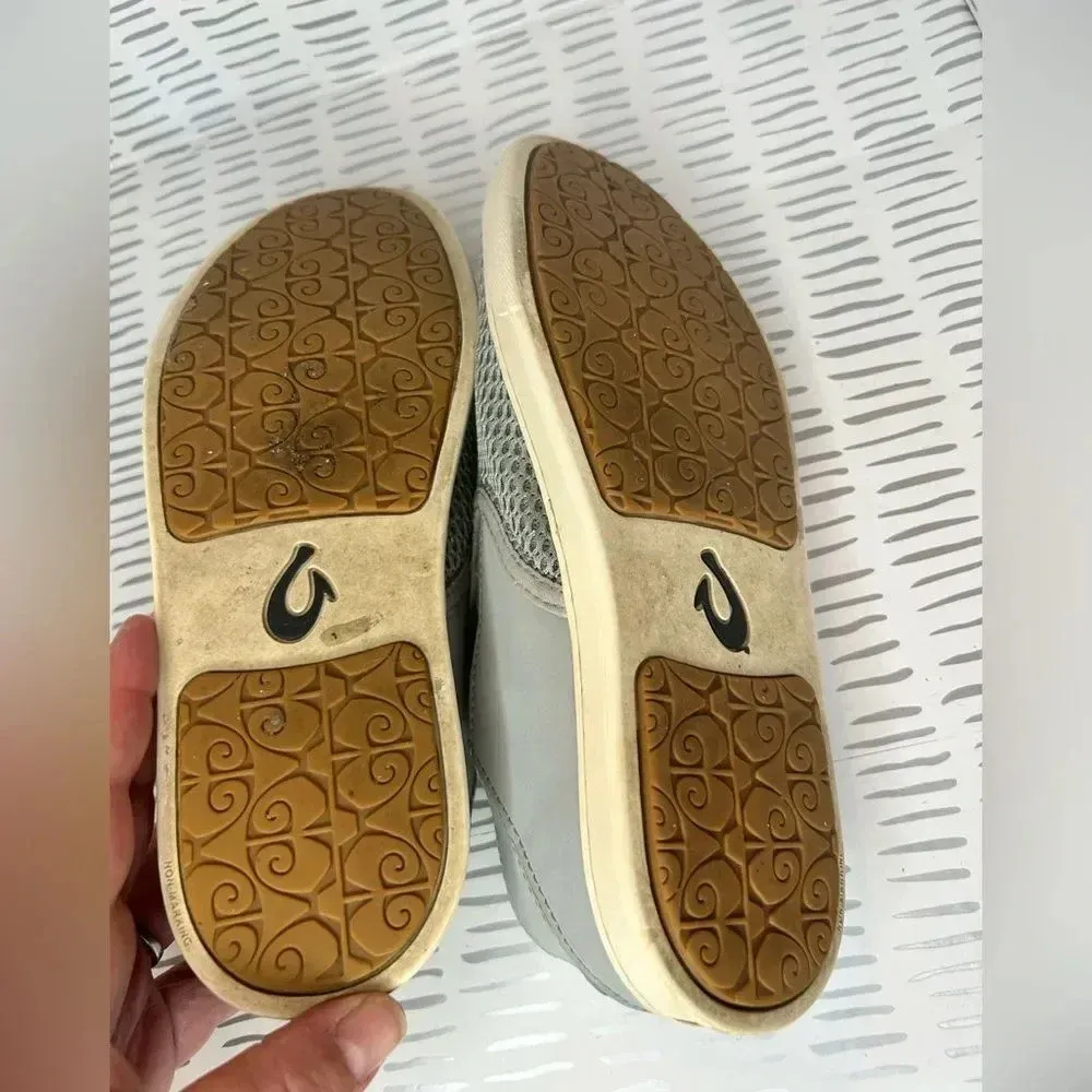 Olukai Pehuea Slip On Shoes Gray Comfort Sneakers Loafer Folding Heel‎ women 6.5 - Image 9