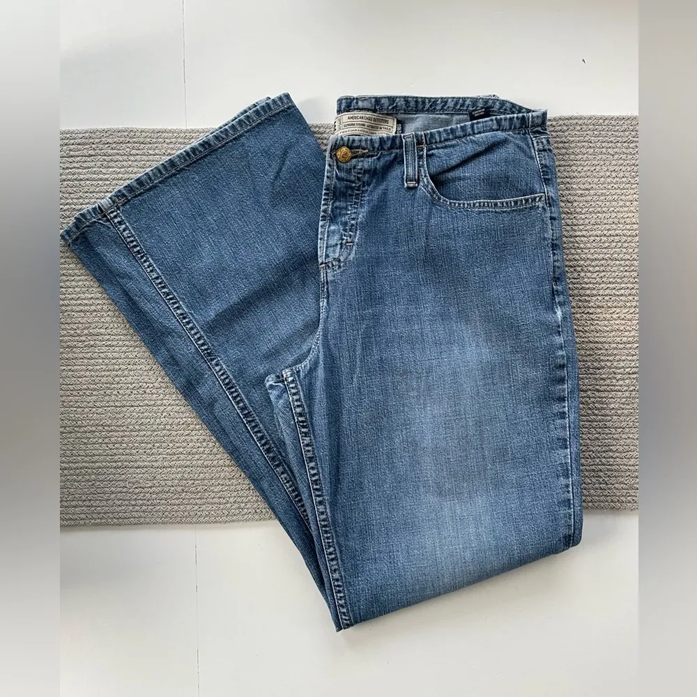 Vintage American Eagle Low Rise Flare Wide Leg Denim Jean Size 12 - Image 8