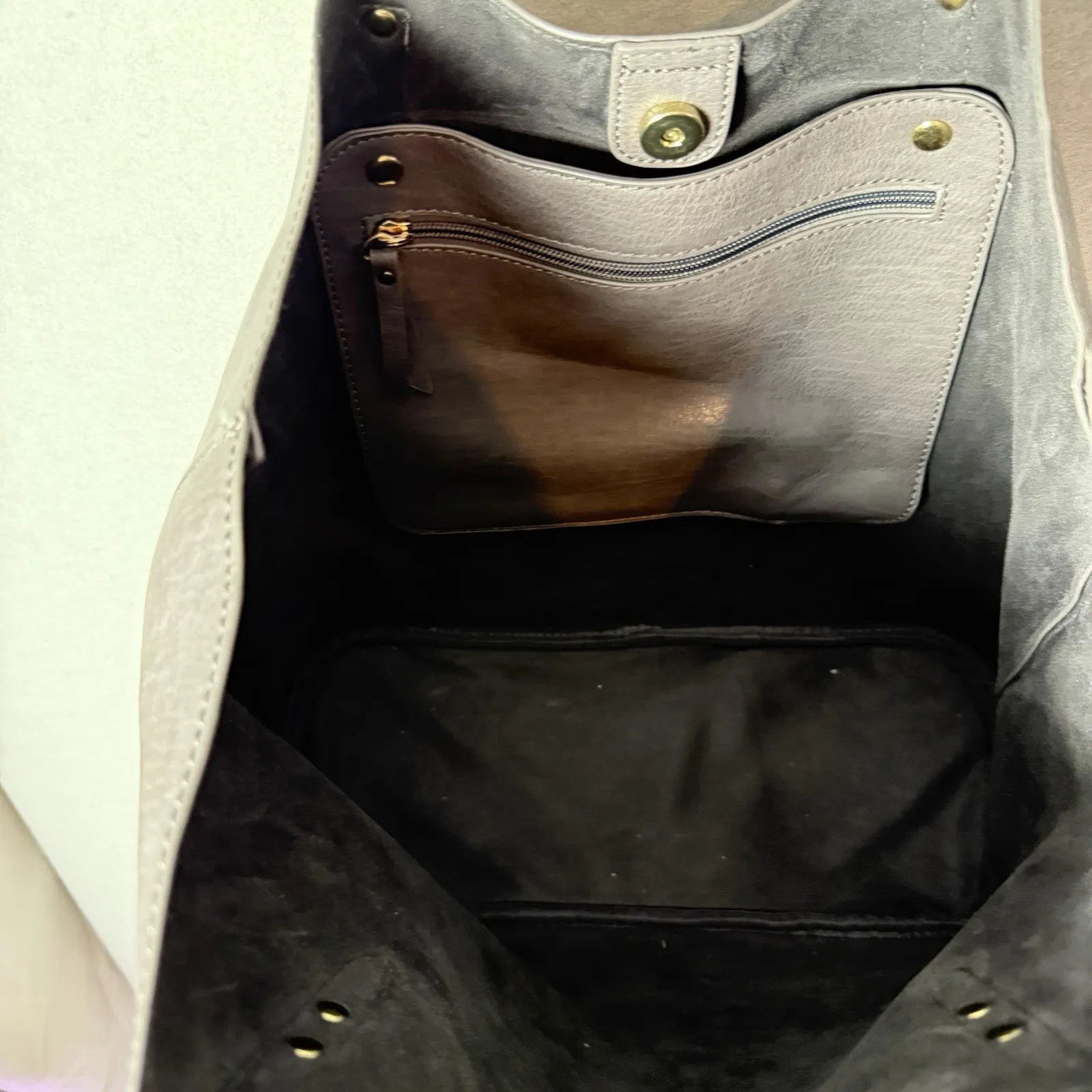 Dark Gray Women's Soft Faux Leather Tote Shoulder Bag with Tassel - Image 14