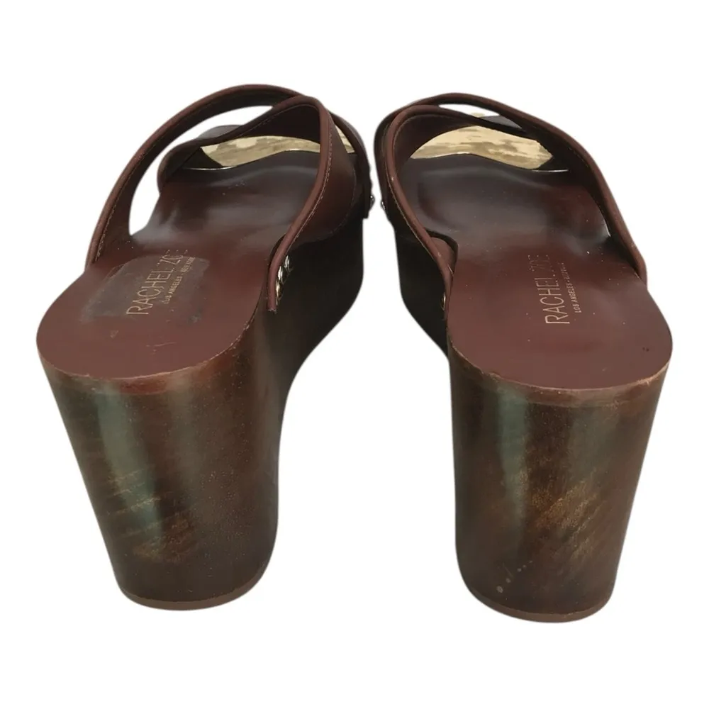 RACHEL ZOE Maddi Soft Calf Wooden Platform Leather Sandals. Sz.9.5 M - Image 6