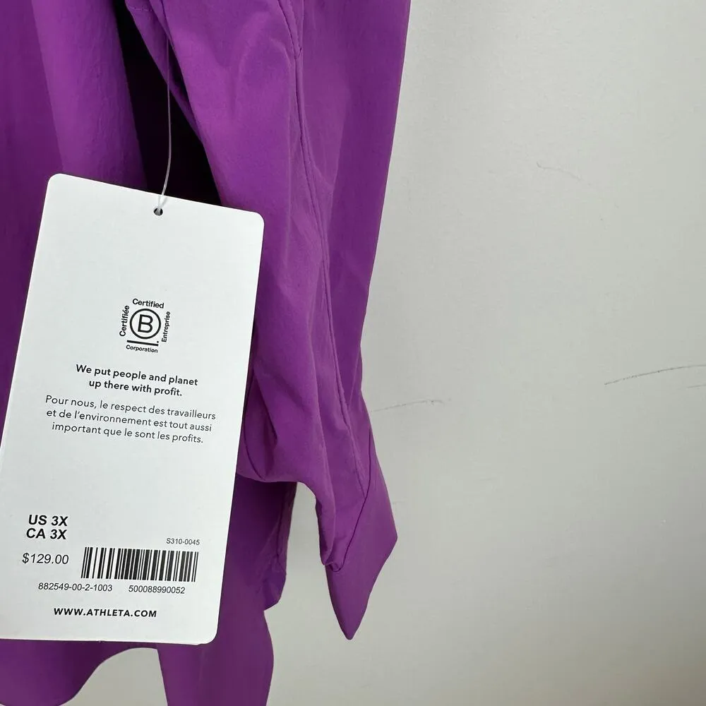 Athleta Oversized Poplin Top Button Up Shirt Relaxed Athleisure Purple 3X NWT - Image 8