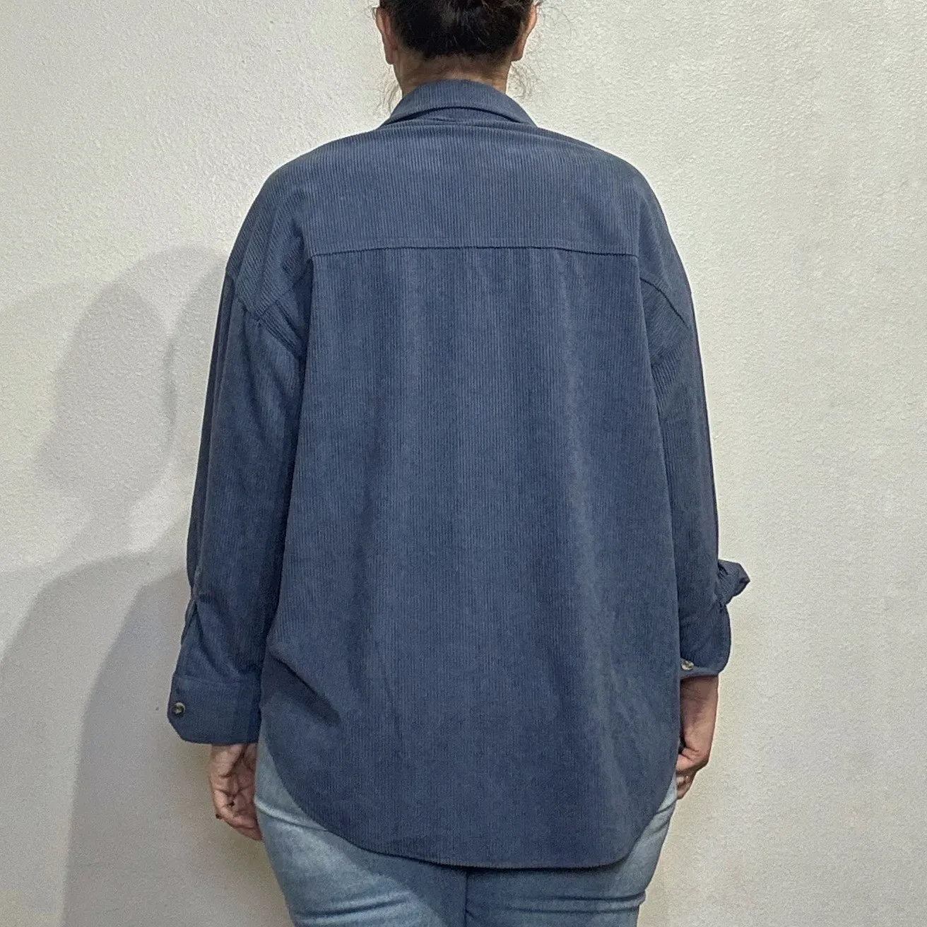 Blue Corduroy Button Down Shirt Sz L Size L - Image 10