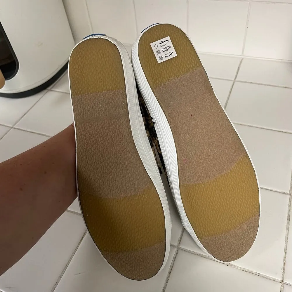 Keds X Kate Spade Glitter Cheetah Print Shoes Kickstart Size 5 Ribbon Laces Shoe - Image 6