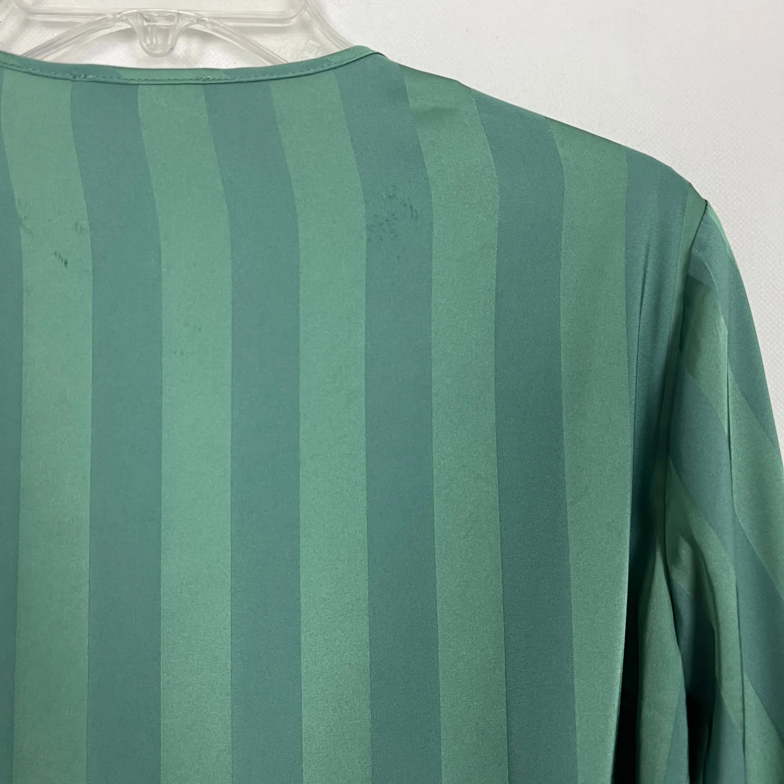 Lush Balloon Sleeves Tie-Front Striped Green Top XS - Image 9