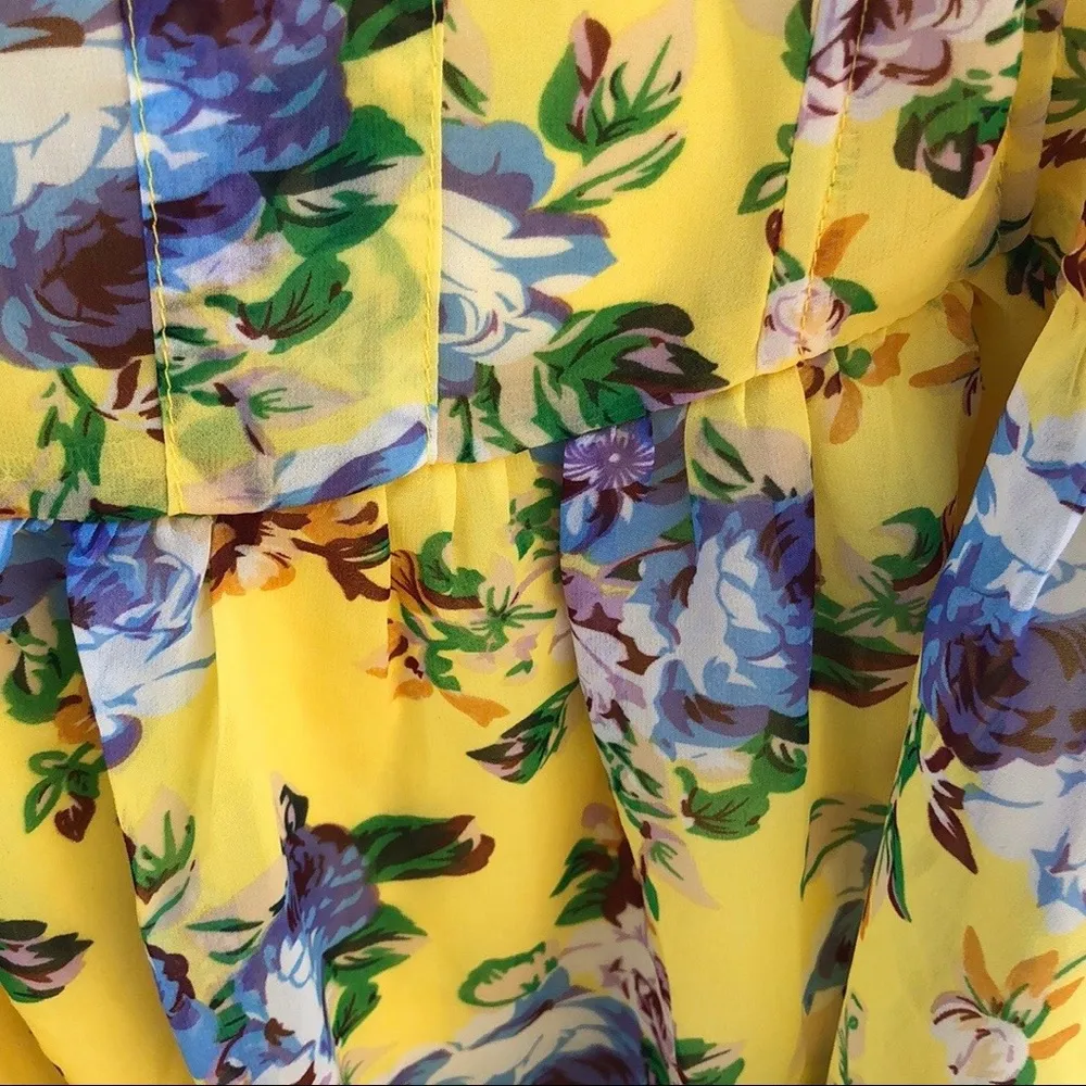 NWT TULLE Womens large Sleeveless Yellow Floral Boning Waist dress (runs small) - Image 6