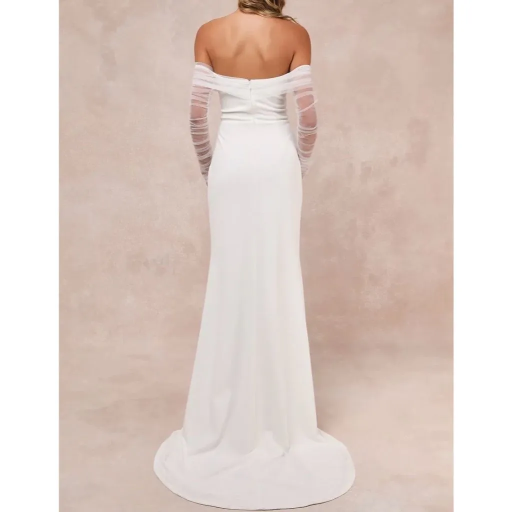 NWT Lulus Women's XL Beautifully Beloved White Mesh Off-the-Shoulder Maxi Dress - Image 2