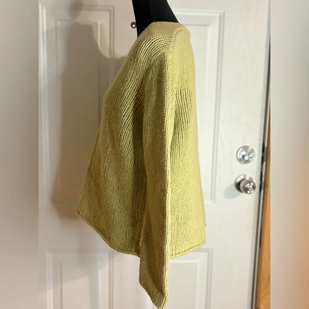 Eileen Fisher Wool Blend Light Green V-Neck Sweater. - Image 3