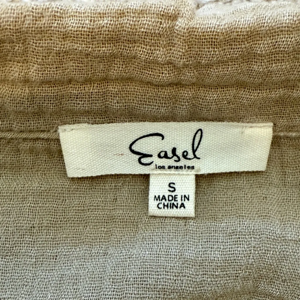 Easel tan gauze pullover top sz S - Image 4
