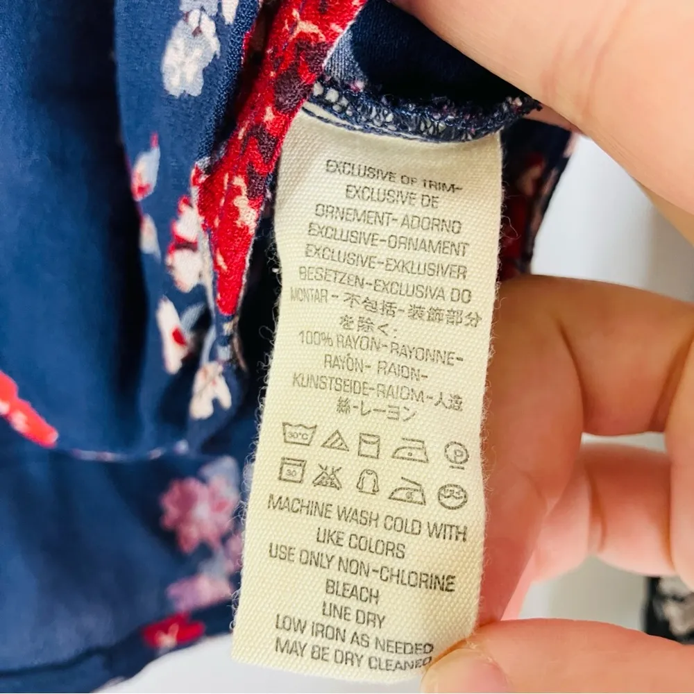 Free People | The Way The World Turns Navy Floral Button Long Sleeve Top XS - Image 5