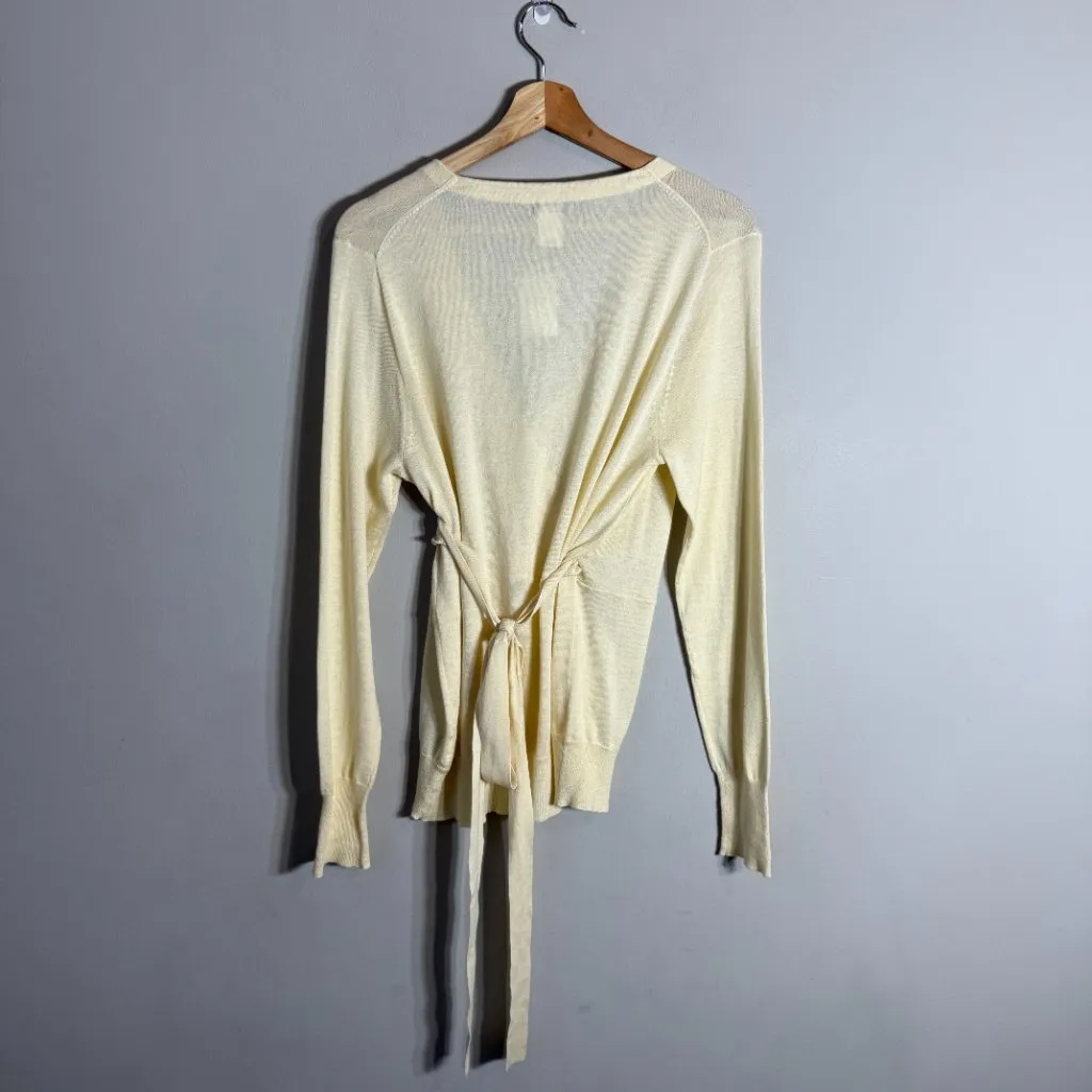 J. Crew Wrap Cardigan Sweater Women's Large Butter Yellow Preppy Minimalist NWT - Image 4
