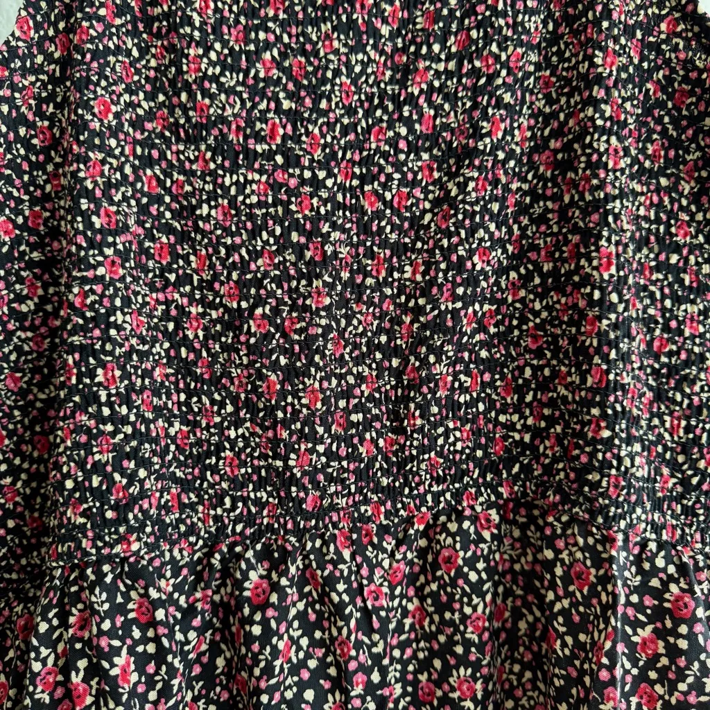 Maternity Dress Feminine Floral Smocked Vintage Inspired Boho Romantic Dress XL Brown Size undefined - Image 6