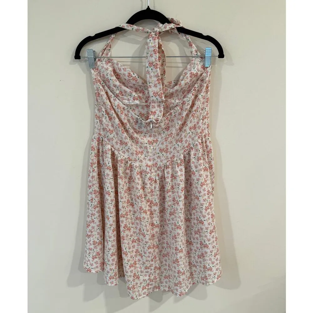 Princess Polly Sweetheart Halter Neck Lyle Mini Dress Pink Floral Women's Size 8 - Image 3