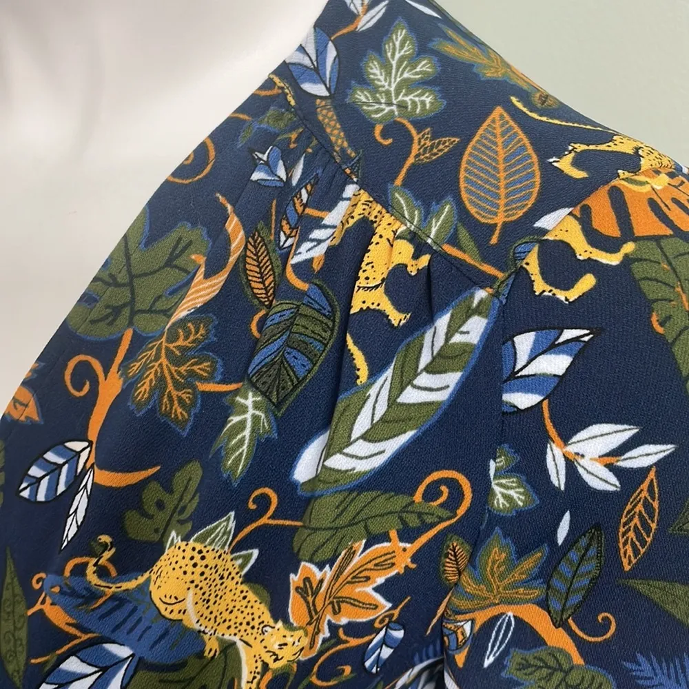 J. Crew Drapey Twill Wrap Midi Dress Jungle Print size 0 - Image 4