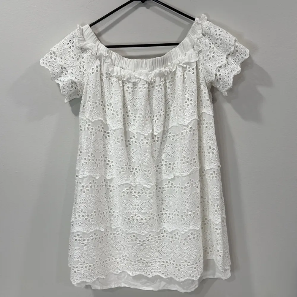 English Factory White Mini Dress Size Medium EUC - Image 5