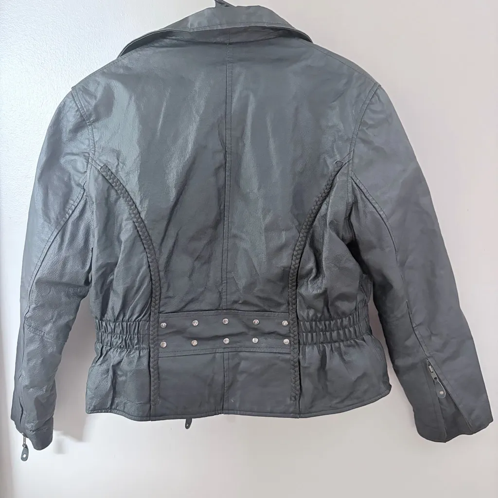 USA Bikers Dream Apparel Black Leather Jacket - Image 7